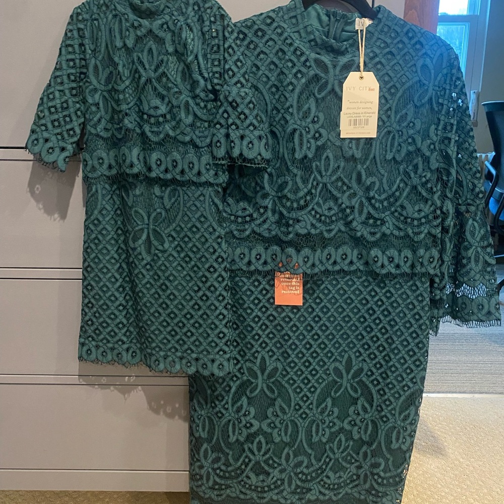 Ivy City Co Teal Lacey Midi Dress